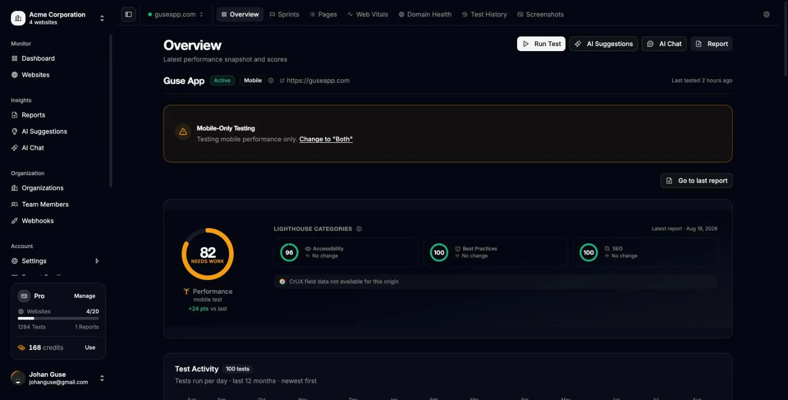 Continuous Speed Monitoring screenshot