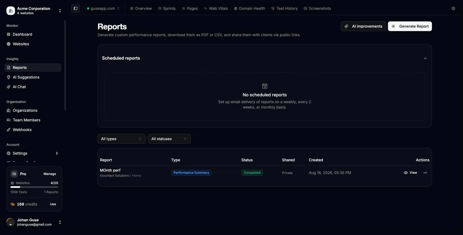 Shareable Reports screenshot
